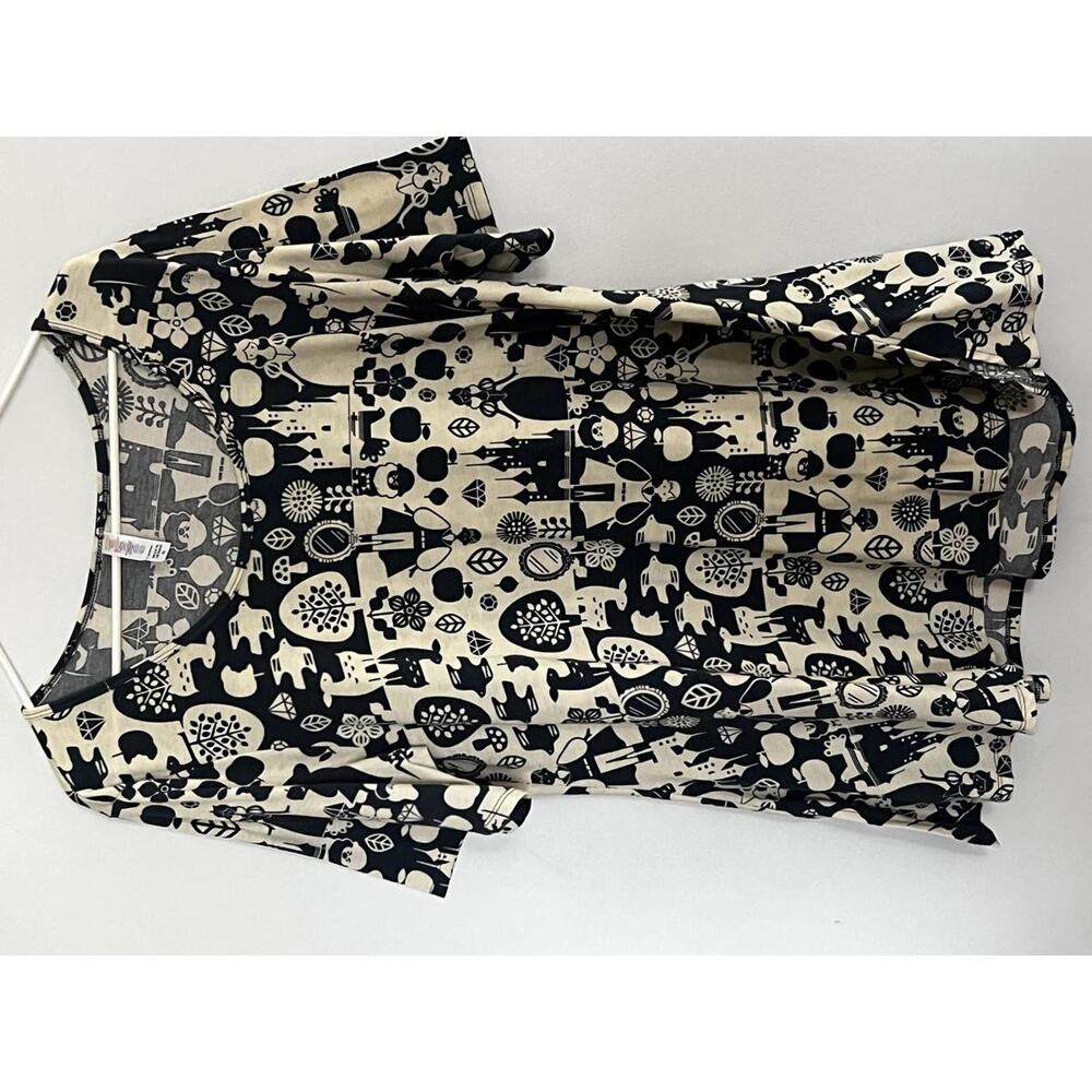 LuLaRoe Black and Cream Disney Patterned Tunic Top